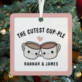 Niedlicher Kaffee-Cup-Ehepartner Weihnachten Ornament Aus Metall
