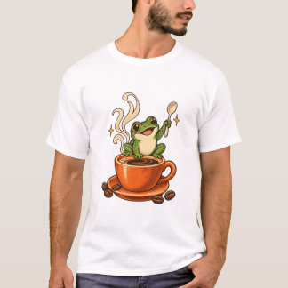 Niedlicher Kaffee-Frosch im Vintage-Espresso-Stil T-Shirt