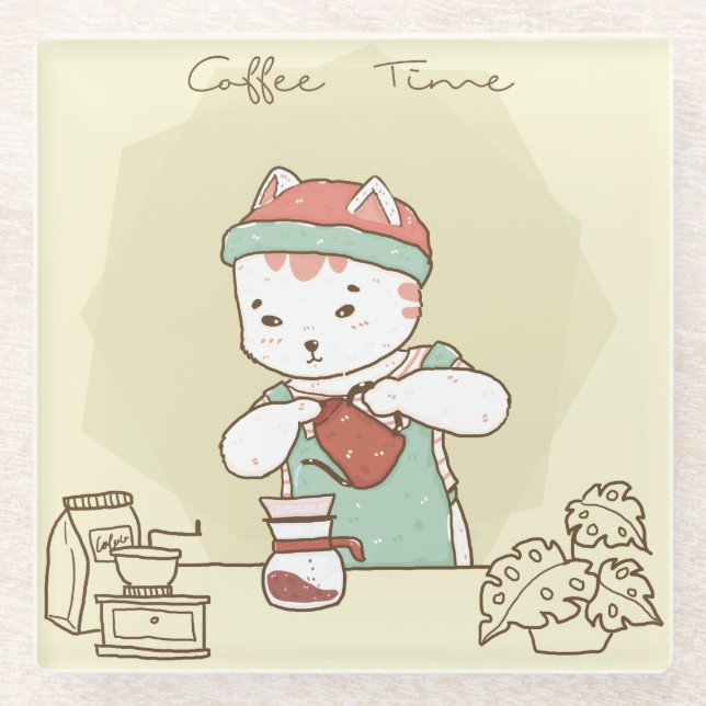 Niedlicher Kaffee Glasuntersetzer (Vorderseite)