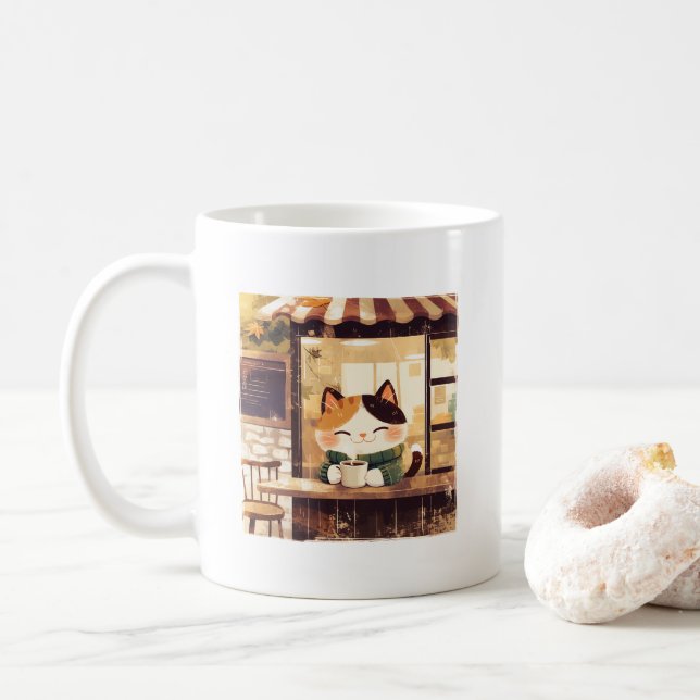 Niedlicher Kaffee im gemütlichen Café Kaffeetasse (Mit Donut)