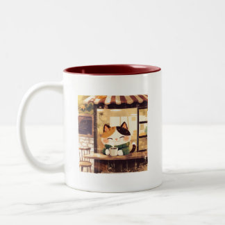 Niedlicher Kaffee im gemütlichen Café Zweifarbige Tasse