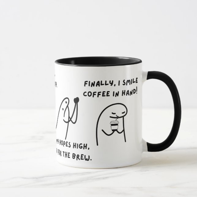 Niedlicher Kaffee Lover Cartoon Morgens Tasse (Rechts)