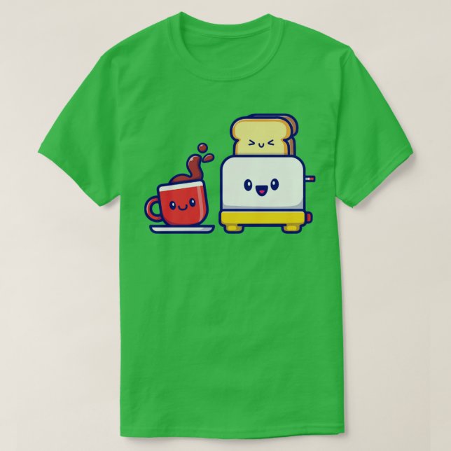 Niedlicher Kaffee mit Toastbrot T-Shirt (Design vorne)