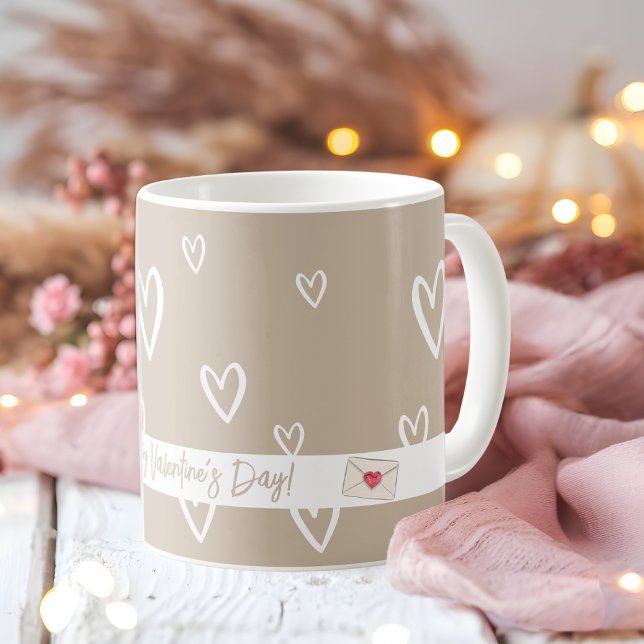 Niedlicher Kaffee mit weißem Herzmuster Kaffeetasse (Cute Coffee colored with White Heart Pattern Coffee Mug)
