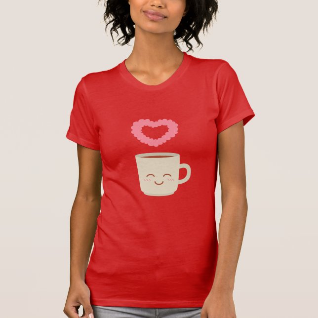 Niedlicher Kaffee-Tassen-Cartoon, Kaffee-Liebhaber T-Shirt (Vorderseite)
