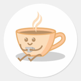 Niedlicher Kaffee/Tee-Tasse Cartoon Runder Aufkleber