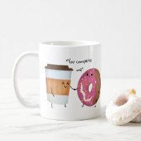 Niedlicher Kaffee und Donut Komplettes Paar