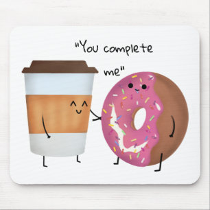 Niedlicher Kaffee und Donut Komplettes Paar Mousepad
