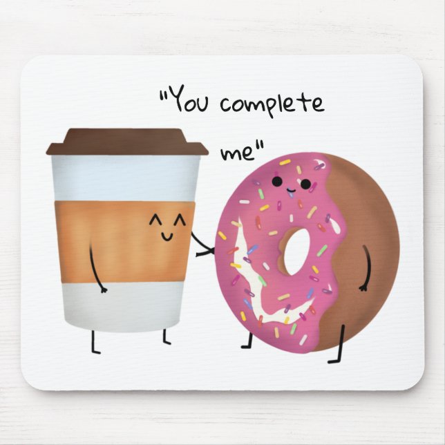 Niedlicher Kaffee und Donut Komplettes Paar Mousepad (Vorne)