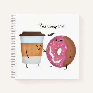 Niedlicher Kaffee und Donut Komplettes Paar Notizbuch