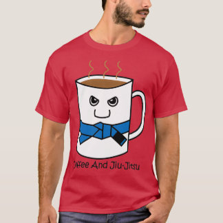Niedlicher Kaffee und Jiujitsu Tasse Blauer Gürtel T-Shirt