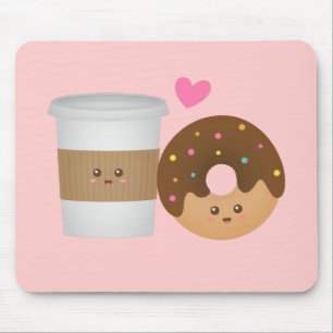 Niedlicher Kaffee und Krapfen in der Liebe, Mousepad