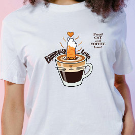 Niedlicher Kaffee- und lustiger Katzenliebhaber im T-Shirt