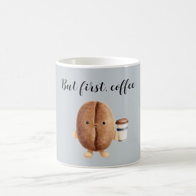 Niedlicher Kaffeebohne Aber zuerst Kaffee Kaffeetasse (Mittel)