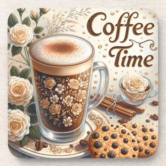 Niedlicher Kaffeestil Getränkeuntersetzer (Vorderseite)