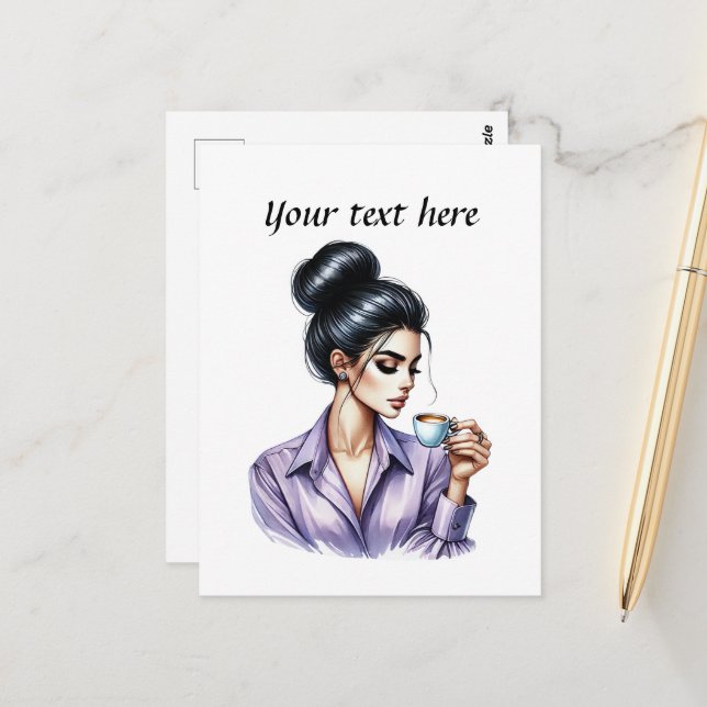 Niedlicher Kaffeetext Postkarte (Vorderseite/Rückseite Beispiel)