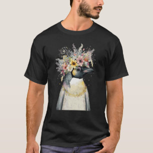 Niedlicher Kaiser Pinguin Seabird Blume Kronflor B T-Shirt