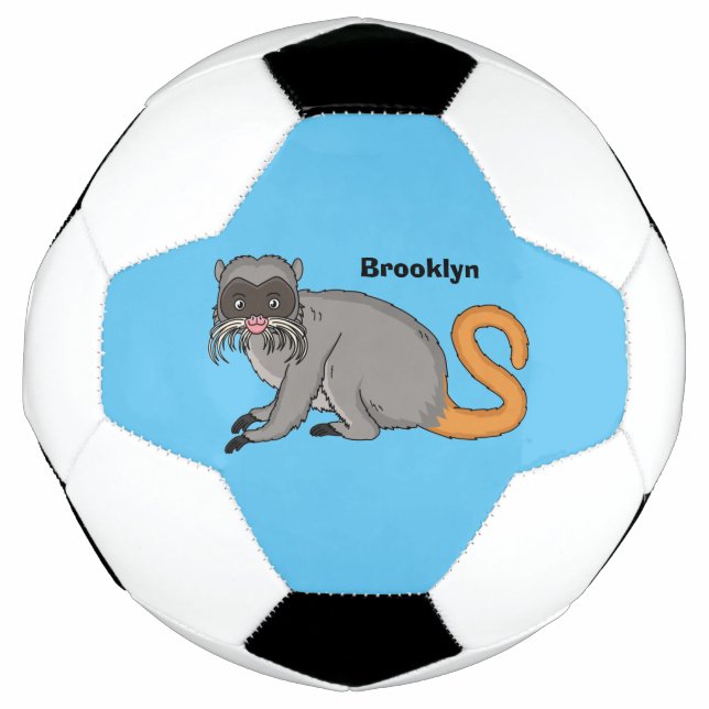 Niedlicher Kaiser Tamarin Illustrator Cartoon Fußball (Vorderseite)
