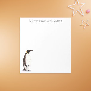 Niedlicher Kaiserpinguin mit personalisiertem Baby Notizblock
