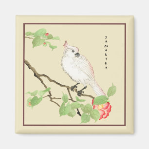 Niedlicher Kakadu Vintage-Japan-Kamelien-Magnet Magnet