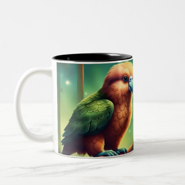 Niedlicher Kakapo-Vogel Zweifarbige Tasse (Links)