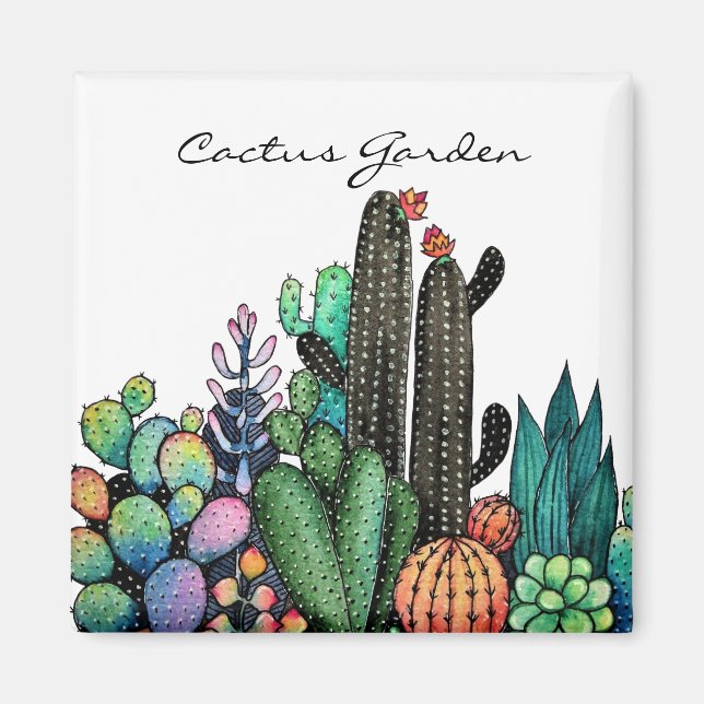 Niedlicher Kakteen Garden in Pot Magnet (Vorne)