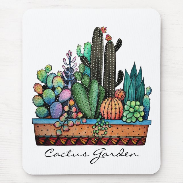 Niedlicher Kakteen Garden in Pot Mousepad (Vorne)