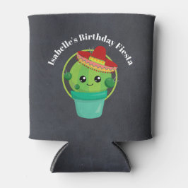 Niedlicher Kaktus in einem Sombrero auf schwarzer  Dosenkühler