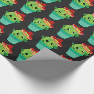 Niedlicher Kaktus in einem Sombrero Stehend in ein Geschenkpapier