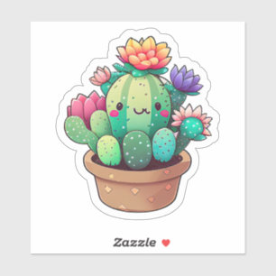 Niedlicher Kaktus in einem Topf Aufkleber