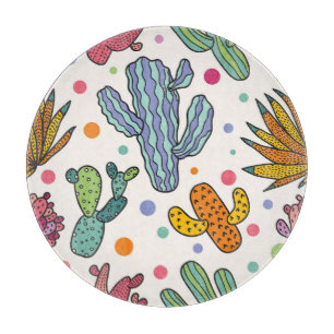 Niedlicher Kaktus Vintag Nahtloses Muster Schneidebrett