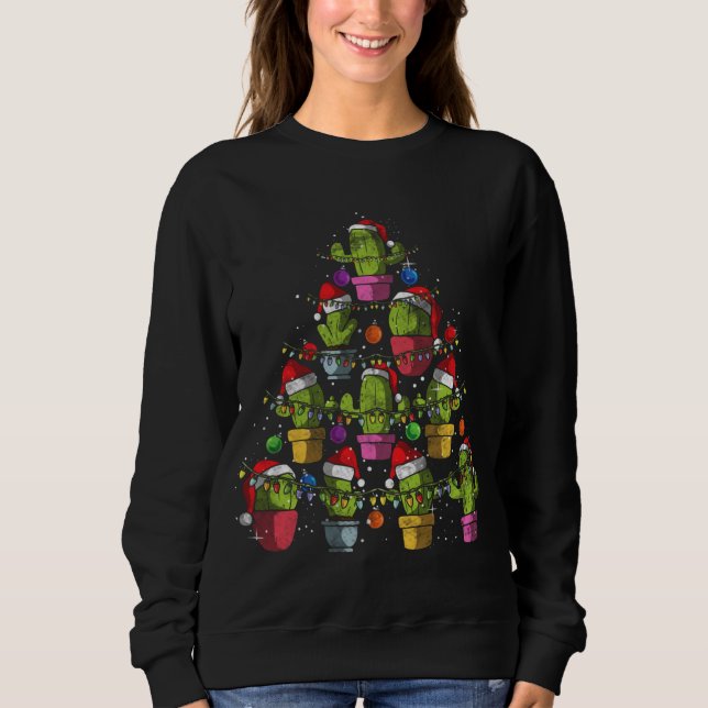 Niedlicher Kaktus Weihnachtsbaum Sukkulente Kaktus Sweatshirt (Vorderseite)