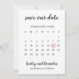 Niedlicher Kalender Rotes Herz Moderne Hochzeit Save The Date