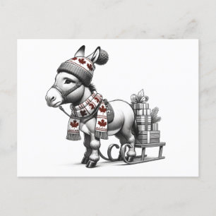 Niedlicher kanadischer WeihnachtsDonkey Postkarte