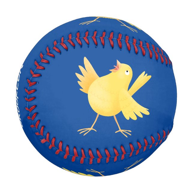 Niedlicher Kanarienvogel-Cartoon Baseball (Vorderseite Links)