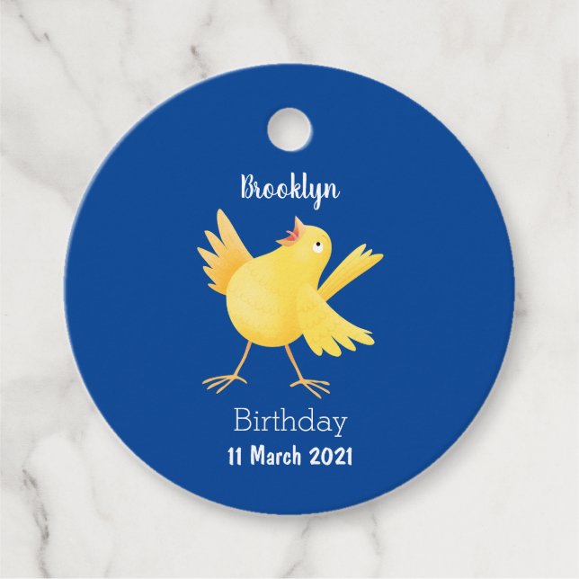 Niedlicher Kanarienvogel-Cartoon Geschenkanhänger (Vorderseite)