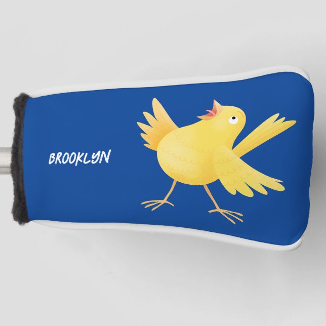 Niedlicher Kanarienvogel-Cartoon Golf Headcover (Vorderseite)