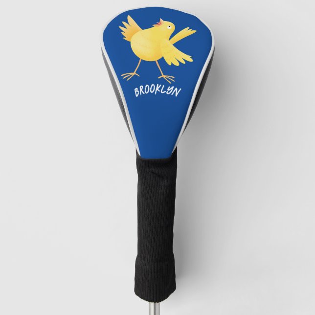 Niedlicher Kanarienvogel-Cartoon Golf Headcover (Vorderseite)