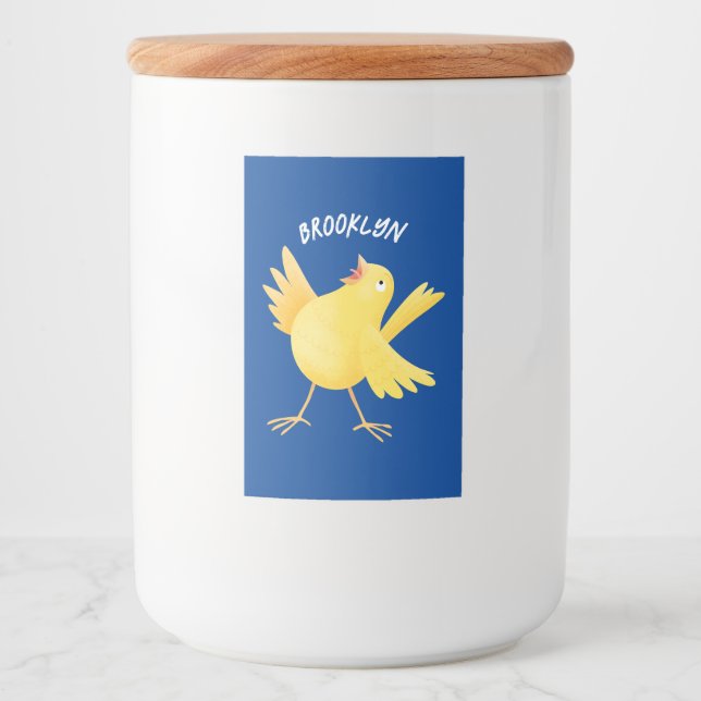 Niedlicher Kanarienvogel-Cartoon Lebensmitteletikett (Vorderseite)