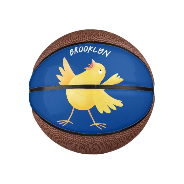 Niedlicher Kanarienvogel-Cartoon Mini Basketball (Vorderseite)