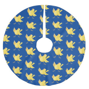 Niedlicher Kanarienvogel-Cartoon Polyester Weihnachtsbaumdecke