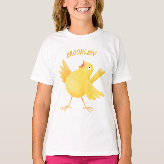 Niedlicher Kanarienvogel-Cartoon T-Shirt (Vorderseite)