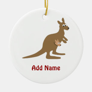 Niedlicher Känguru und Joey Keramikornament