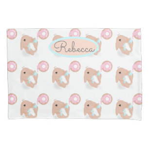 Niedlicher Kaninchen Cartoon Bunny Donut Pink Must Kissenbezug