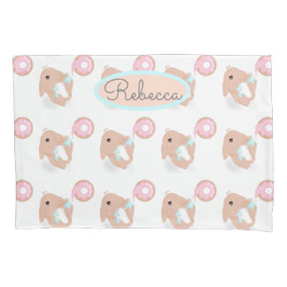 Niedlicher Kaninchen Cartoon Bunny Donut Pink Must Kissenbezug
