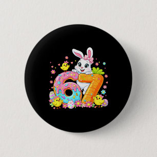 Niedlicher Kaninchen-Hase-Eiscreme-Blumen-Ostern F Button
