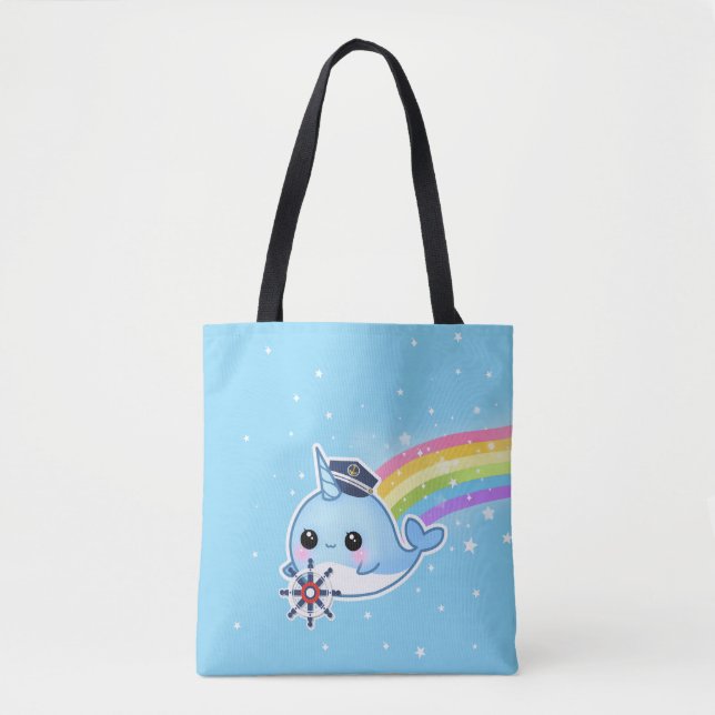 Niedlicher Kapitän narwhal mit Regenbogen (Vorderseite)