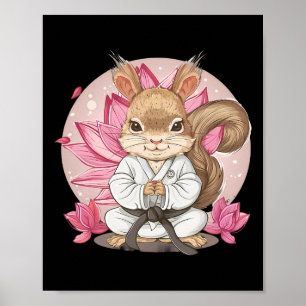 Niedlicher Karate Eichhörnchen Lotusblume Kung Fu  Poster