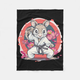Niedlicher Karate Eichhörnchen Lotusblume Mma Kick Fleecedecke