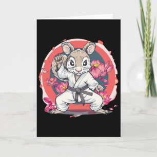 Niedlicher Karate Eichhörnchen Lotusblume Mma Kick Karte